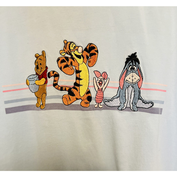 Vintage Disney Winnie the Poo Tee Women’s Large Blue Embroidered Tigger Eeyore - Picture 3 of 5